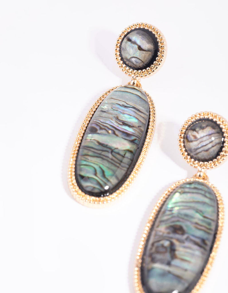 Gold Oval Drop Earrings