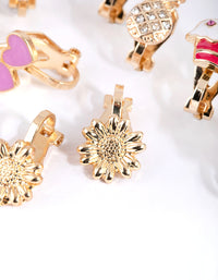 Gold Summer Vibes Clip On Earring 5-Pack - link has visual effect only