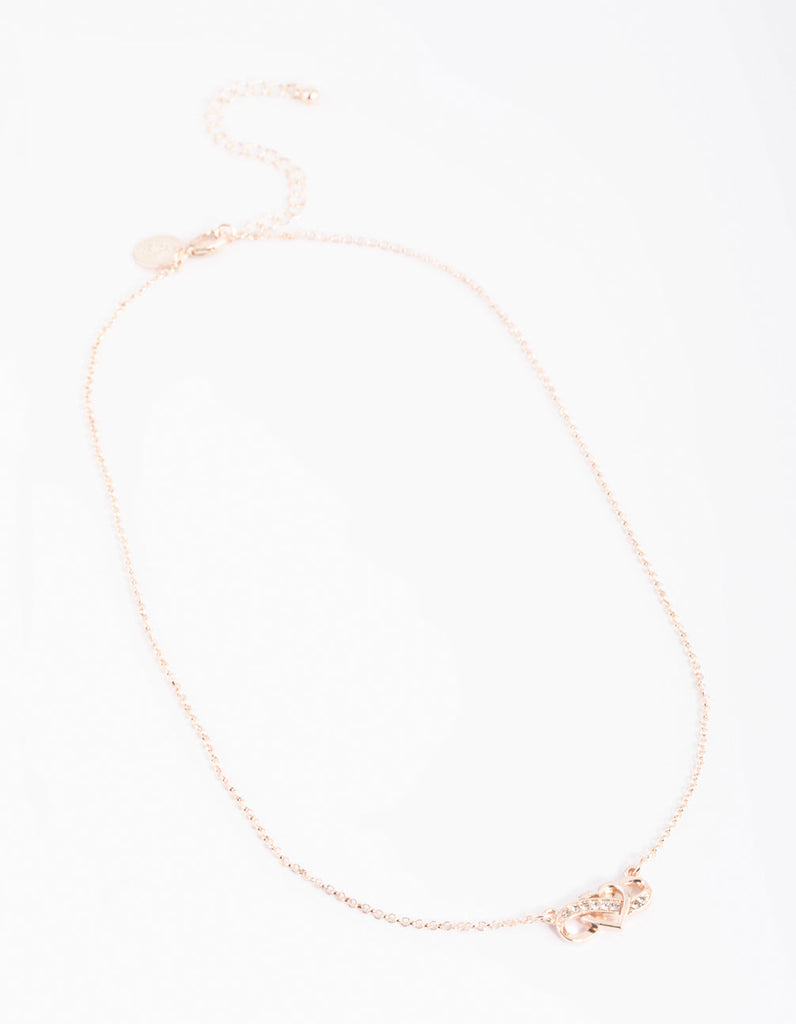 Rose Gold Diamante Infinity Heart Necklace