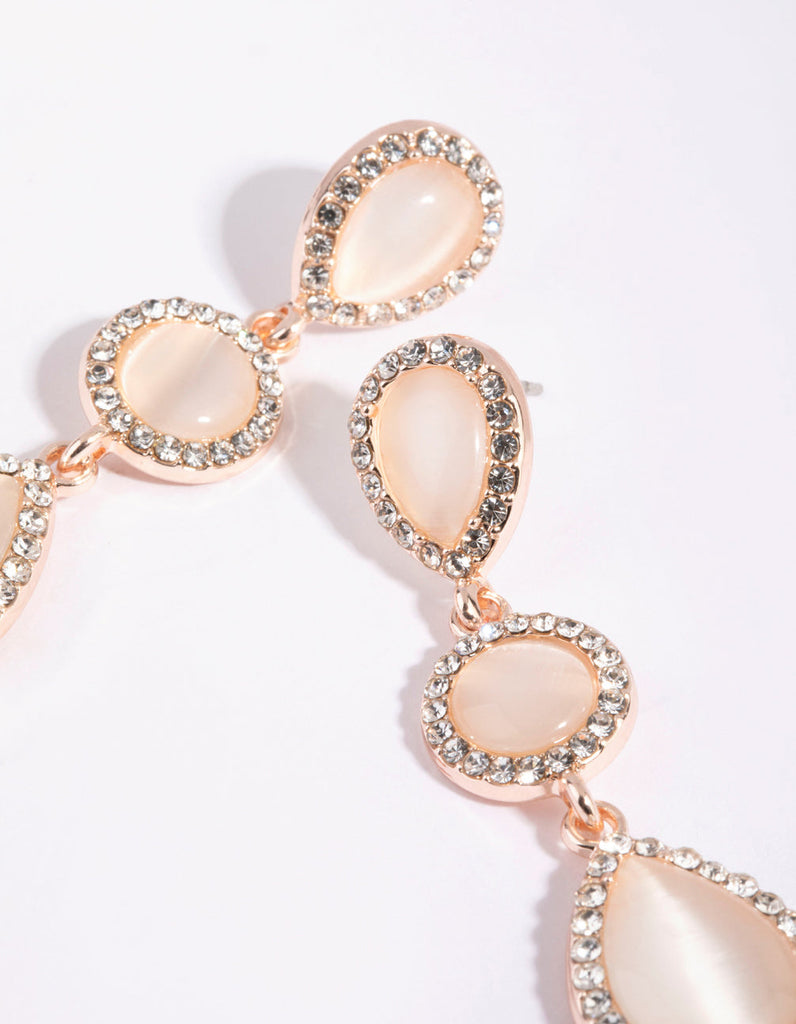 Rose Gold Teardrop Diamante Earrings