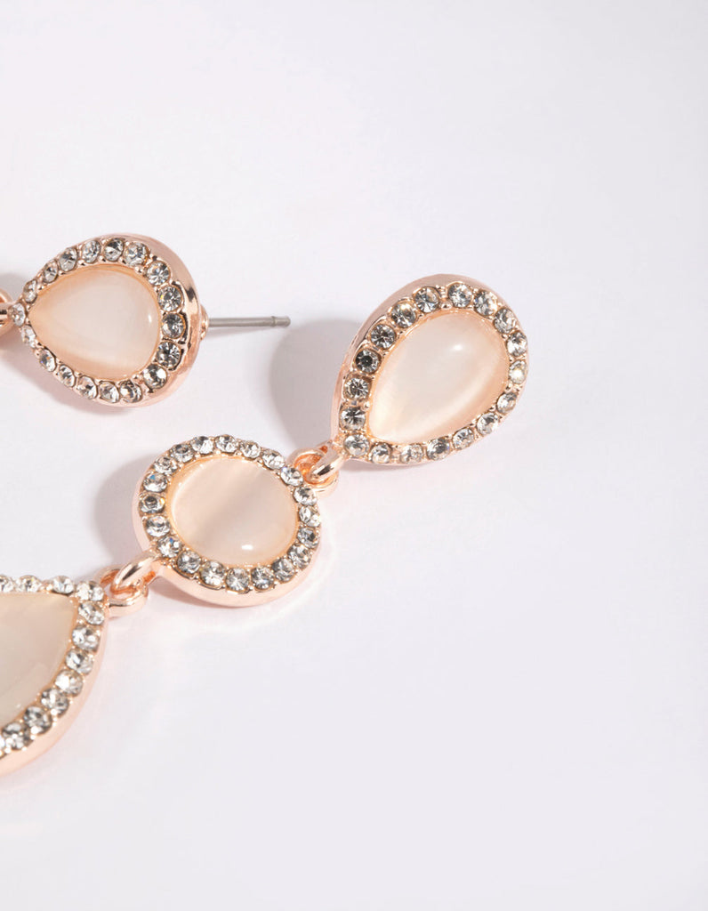 Rose Gold Teardrop Diamante Earrings