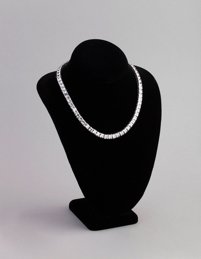 Silver Cubic Zirconia Statement Square Necklace