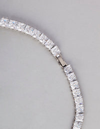 Silver Cubic Zirconia Statement Square Necklace - link has visual effect only