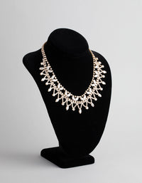 Gold Cubic Zirconia Statement Pointed Necklace - link has visual effect only