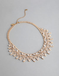 Gold Cubic Zirconia Statement Pointed Necklace - link has visual effect only