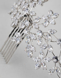 Rhodium Cubic Zirconia Flower Garden Comb - link has visual effect only