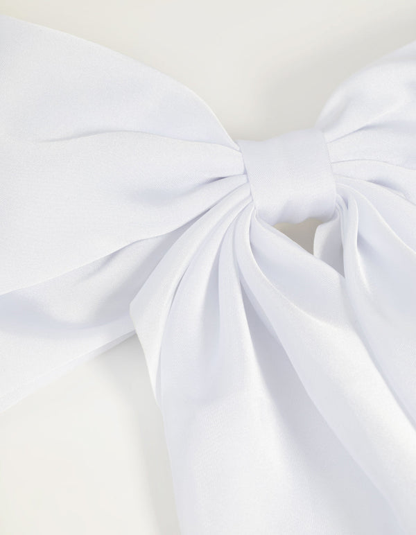 White Ribbon Bow Clip - Lovisa