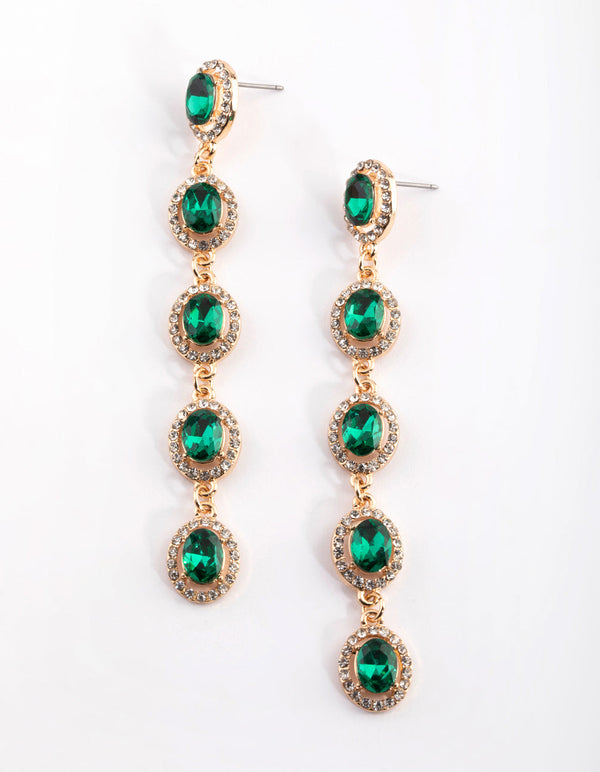 Green & Gold Drop Earrings