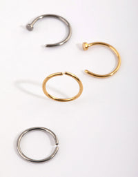 Titanium Plain Nose Stud & Ring 4-Pack - link has visual effect only