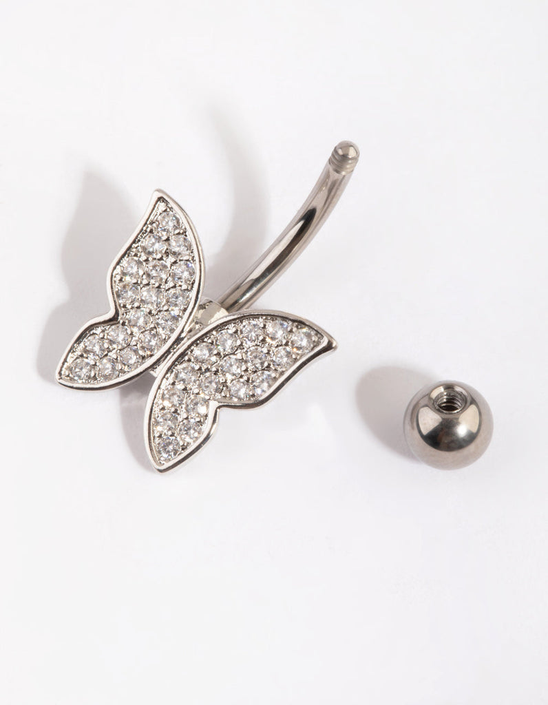 Titanium Butterfly Belly Bar