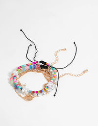 Colourful Bead & Pearl Bracelet 5-Pack - link has visual effect only