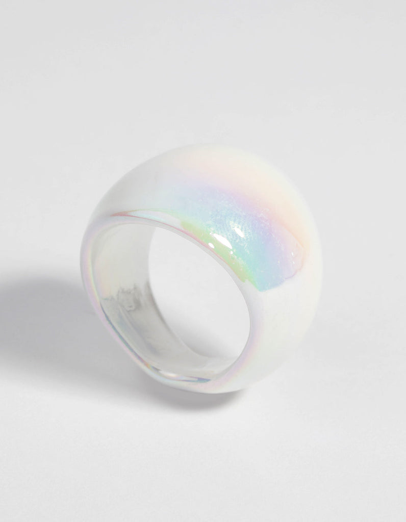 White Marble Glass Ring