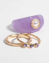 Purple Pearl & Diamante Ring Pack - link has visual effect only