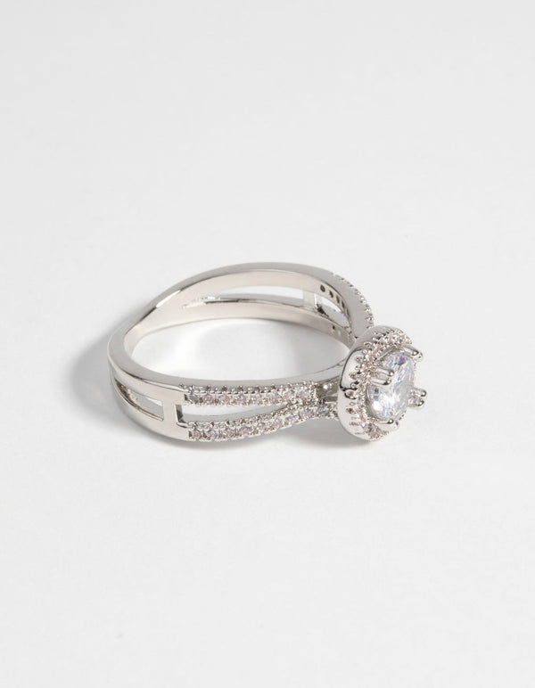 Rhodium Cubic Zirconia Ring