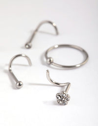 Surgical Steel Flower Nose Stud & Ring 6-Pack - link has visual effect only