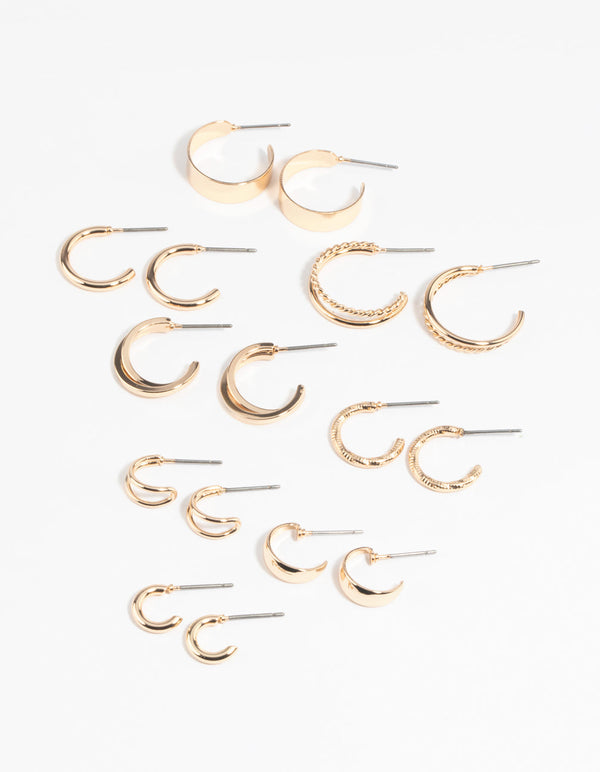 Gold Simple Hoop Earring 8-Pack