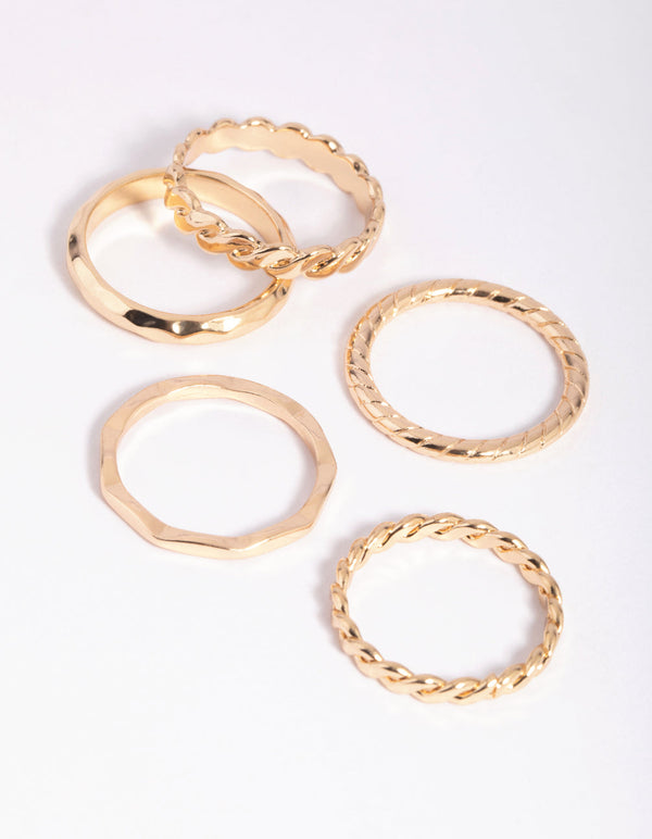 Gold Chain Link Ring 5-Pack