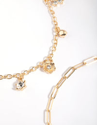 Gold Charm & Chain Anklet Set - link has visual effect only