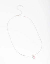 Rhodium Diamante Heart Necklace - link has visual effect only