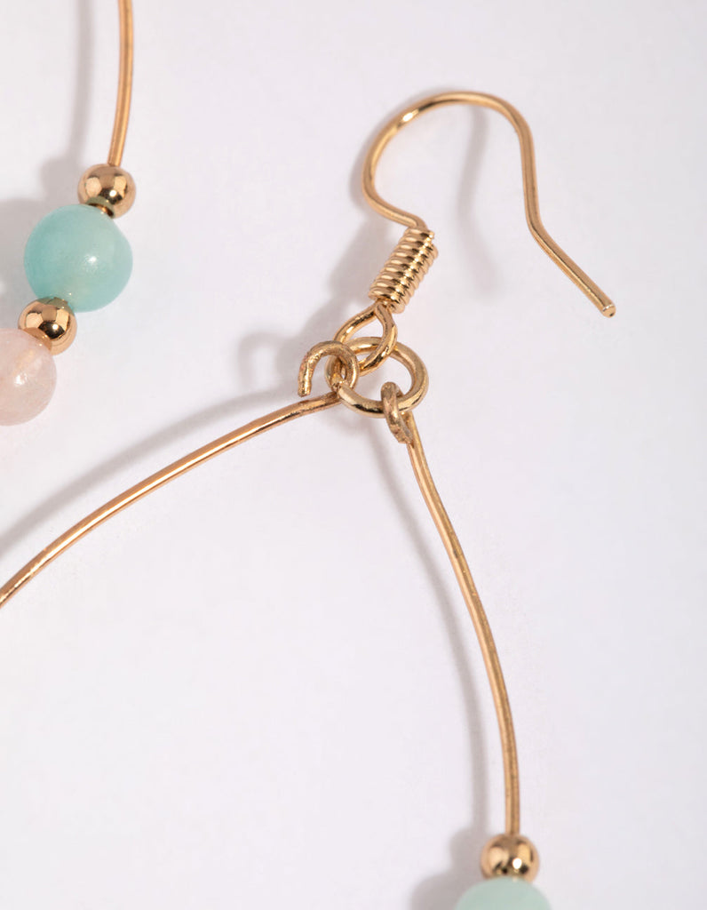 Gold Semi-Precious Beaded Drop Earrings
