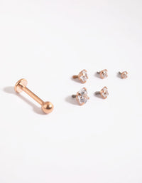 Rose Gold Plated Surgical Steel Cubic Zirconia Flat Back 6-Pack - link has visual effect only