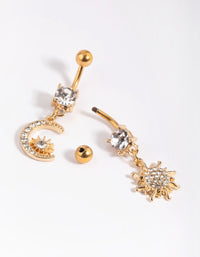 Gold Plated Surgical Steel Moon Belly Bar Pack - link has visual effect only