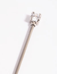 Titanium Cubic Zirconia Statement Industrial Bar - link has visual effect only