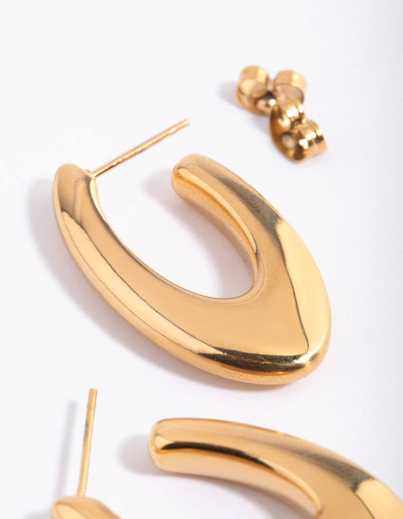 Gold Plated Surgical Steel Oval Hoop Earrings