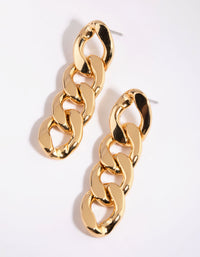 Gold Plated Flat Chain Drop Earrings - link has visual effect only