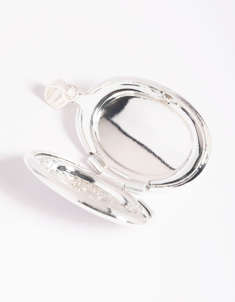 Silver Plated Oval Locket Charm