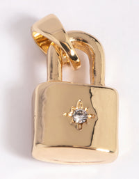 Gold Plated Star Padlock Charm - link has visual effect only