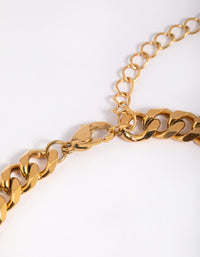 Gold Plated Stainless Steel Curb Chain Anklet - link has visual effect only