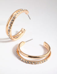 Gold Diamante Double Hoop Earrings - link has visual effect only