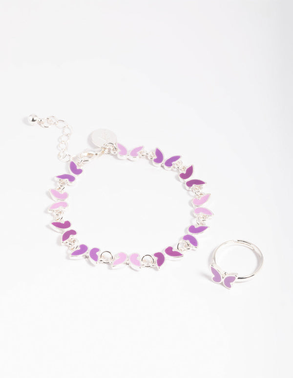 Kids Butterfly Bracelet & Ring Set