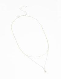Silver Cubic Zirconia Freshwater Pearl Layered Necklace - link has visual effect only