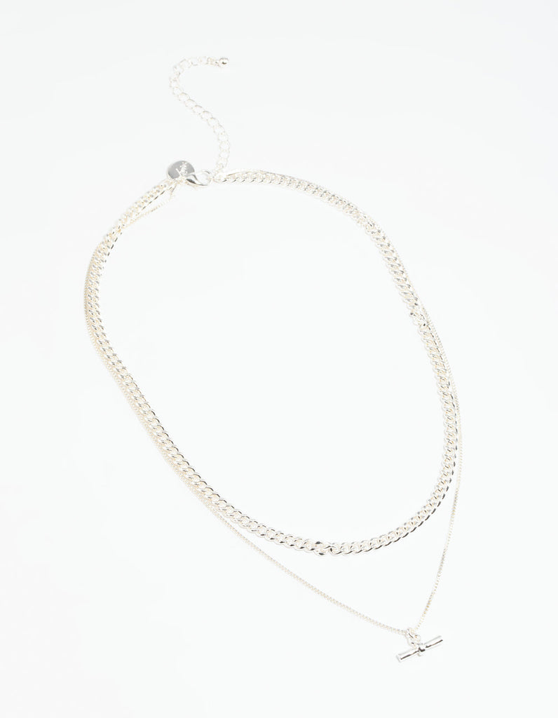 Silver Toggle Layered Necklace