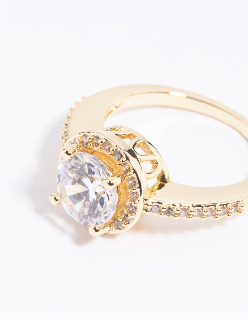 Gold Cubic Zirconia Solitaire Ring
