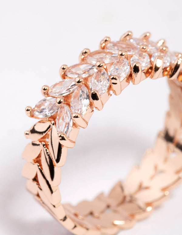 Rose Gold Plated Cubic Zirconia Navette Ring