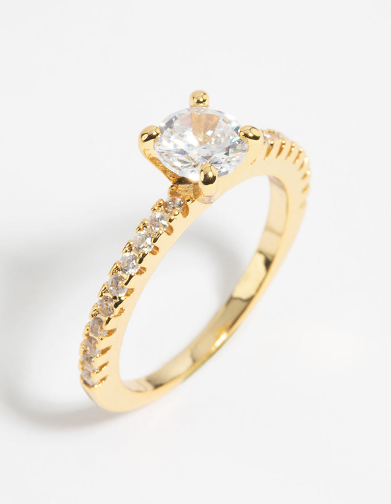 Gold Plated Cubic Zirconia Solitare Ring