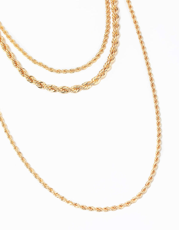 Gold Twisted Chain Layered Necklace