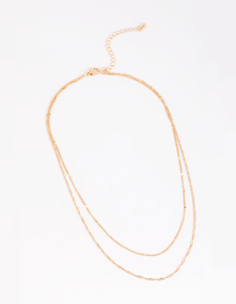 Gold Twisted Layered Necklace