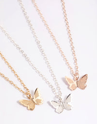 Mixed Metal Butterfly Wing Necklace Pack - link has visual effect only