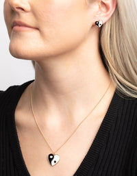Black & White Yin Yang Necklace & Stud Earrings - link has visual effect only