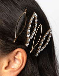 Gold Diamante Oval Clips - link has visual effect only