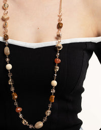 Gold Mixed Bead Long Necklace - link has visual effect only