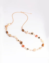 Gold Mixed Bead Long Necklace - link has visual effect only