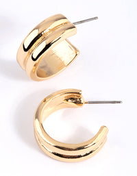 Gold Plated Line Detail Hoop Earrings - link has visual effect only