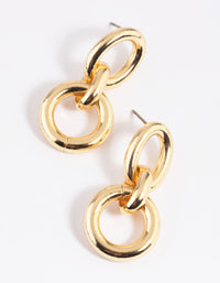 Gold Plated Link Drop Earrings - link has visual effect only