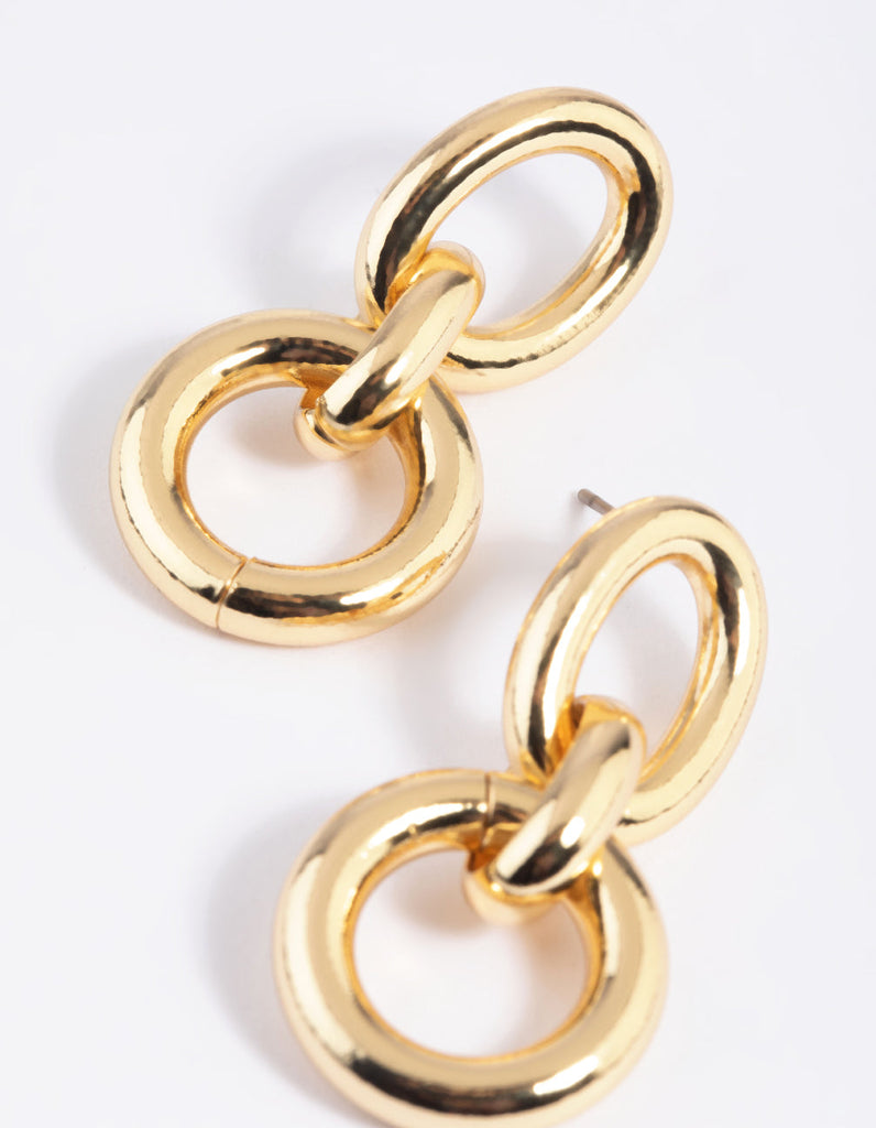 Gold Plated Link Drop Earrings