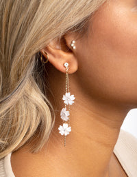 Gold Floating Flower Drop Earrings - link has visual effect only